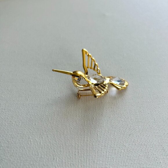 Jewelry - Vintage Gold Crystal Hummingbird Brooch Pin